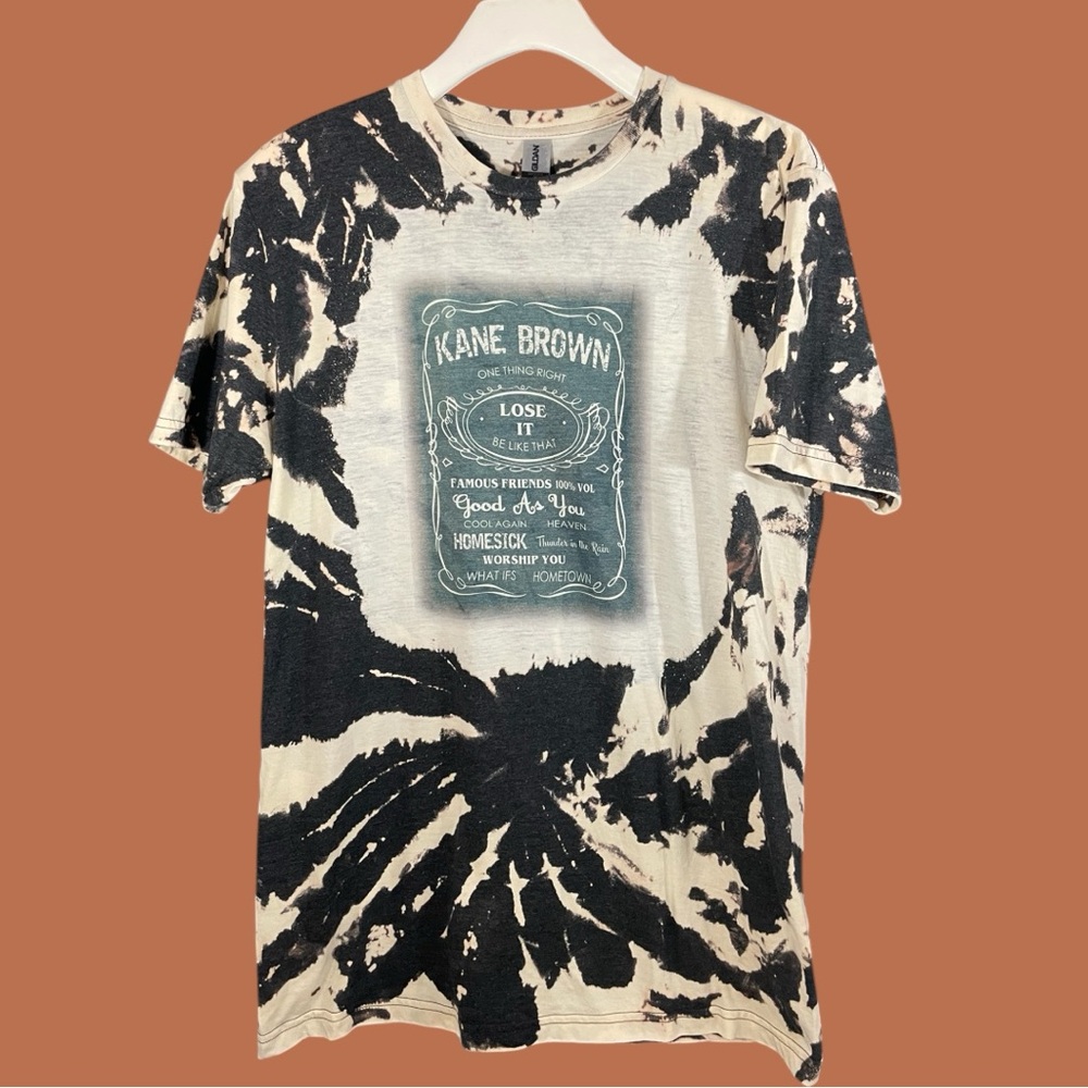 Gildan Kane Brown Softstyle Black and White Tie Dye Short Sleeve Tee Size M